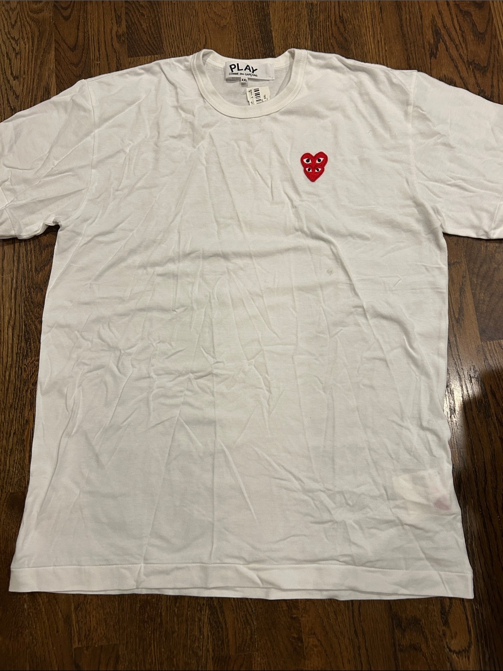 Comme des Garcons Play White Tee with Red Heart Patch